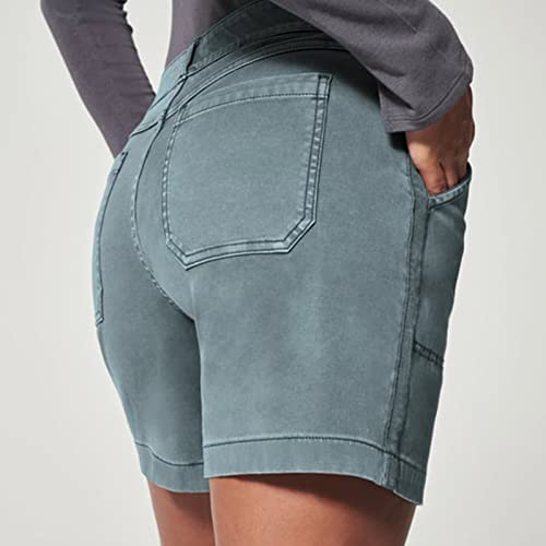 Women's Stretch Twill Shorts Casual Comfy Hiking Cargo Shorts Summer Athletic Shorts Chino Bermuda Short With Pockets A-Blue #TOP3