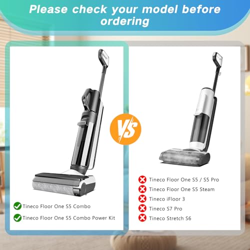 Image of Roller Brush and Filters Replacement Parts for Tineco Floor One S5 Combo /S5 Combo Power Kit Cordless Wet Dry Vacuum Cleaner- 2 Roller Brushes + 4 HEPA Filters + 1 Cleaning Brush (7 Pcs)