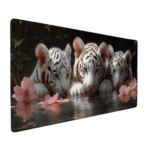 Grand sous-main tigre fleur 1600x800mm pour décorer votre bureau