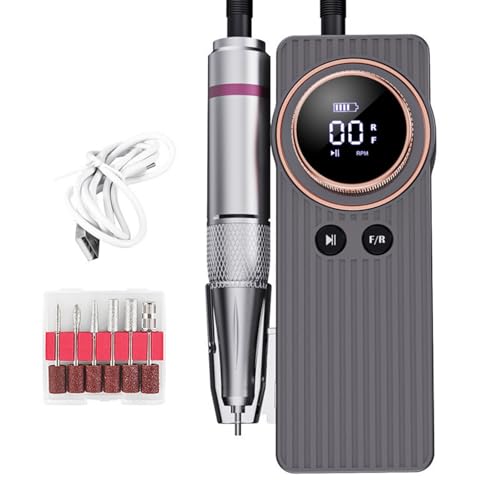 Fresa per Unghie Professionale 35000 Giri, Nail Drill Compatto a Batteria con Velocità Regolabile, Set Manicure Elettrico con Lima per Unghie in Gel e Acriliche, per Manicure e Pedicure (Grigio)