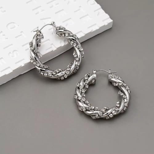 Nickel-free metal Hoop Earrings with Clear Zircon Stones – Nickel-Free, Elegant Ring-Shaped Design for Sensitive Ears – Minimalist Fashion Jewelry for Women4