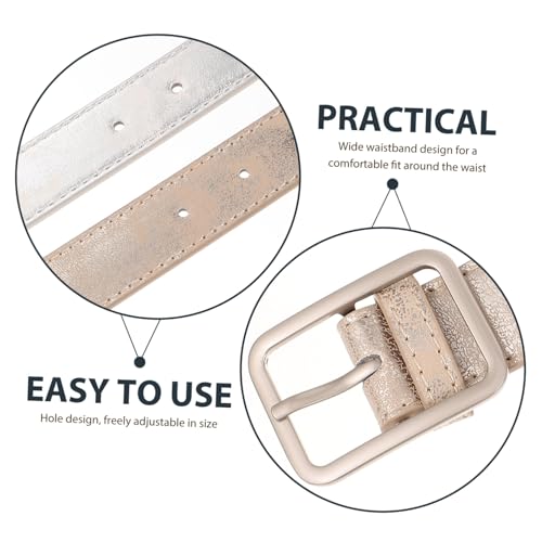 2 pcs Women Decorative Waist Belts Glitter PU Leather Dress Waist Belt with Alloy Buckle for Jeans and Dresses Stylish Gold Silver Fashion Accessory4
