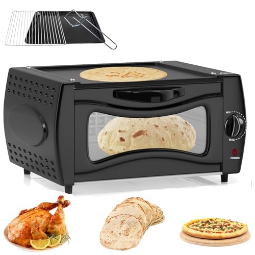 Horno eléctrico Tandoor, máquina de pizza 2 en 1, mini horno tandoori de 2100 W, capacidad de 15 litros, control de temperatura de 50.0 °C a 400.0 °C para asar, hornear y asar a la parrilla
