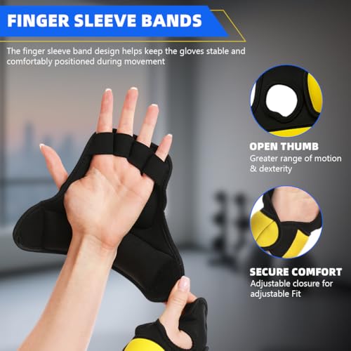 Image of Proberos Gym Gloves, 1KG Each Weighted Gloves, Finger Sleeve Bands Design with Adjustable Wrist Strap, Men and Women, Beginners Strength Training Hand Weights (1KG Each)