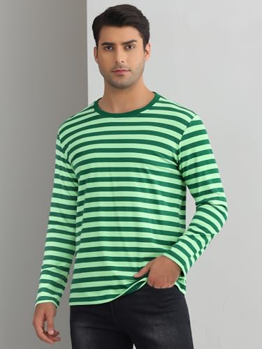 Lars Amadeus Striped Sweatshirts for Men's Stripes T-Shirt Long Sleeve Casual Tee Top2