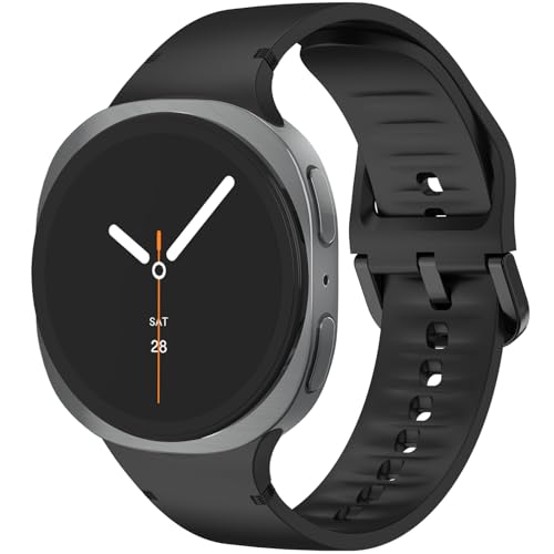 BLBDFCWW Strap Compatible for Samsung Galaxy Watch 8 Classic Straps 46mm 40mm 44mm, Silicone Sport Replacement Straps Bands for Galaxy Watch 8 40mm 44mm/Classic 46mm Strap Band (Black, M/L)