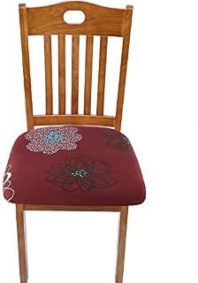 TEERFU Stretch Chair Seat Covers for Dining Room, Elastic Dining Chair Seat Protector Cover Removable Washable Chair Slipcovers with Ties, Set of 4