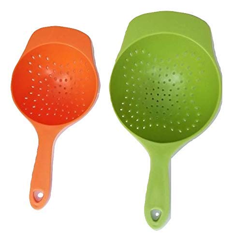 Handy Helpers HH329 Brandobay Mini Colanders Set 2 Plastic Pack Kitchen Mesh Food Strainers Colander Handles Red Lime Green 6.5 And 7.5 Inch Strainer thumb #3