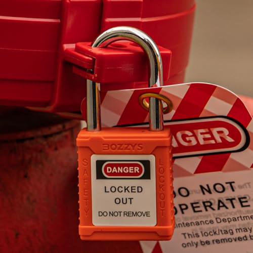 Image of Lockout Tagout Locks with 2 Master Keys｜12-Pack Orange OSHA Loto Lock｜Keyed Different & Laser Coding｜Lock Out Padlock Kits for Machinery & Electrical Panels