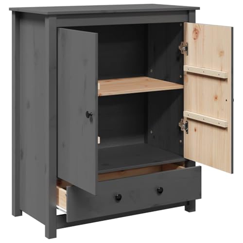 Armario de salon en pino rustico gris, mueble auxiliar de 100 cm para pasillo 7