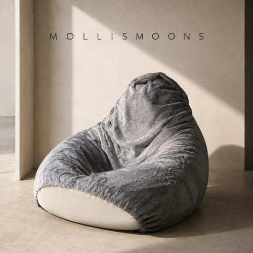 Image of Mollismoons Bean Bag XXXL Size for Adults & Kids Fur bin Bag Luxury Bean Bag Chair (Bean Bag Without Beans Cover(Assembly Required), Light Grey)