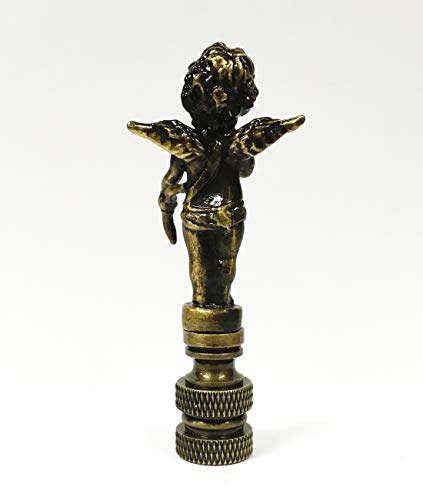 Image of Lamp Finial-Cherub-Antique Brass Finish, Highly Detailed Metal Casting