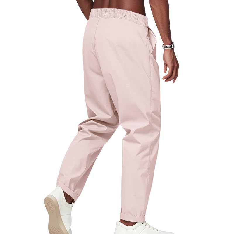 Men's Casual Pants Baggy Loose Fit Drawstring Waisted Elastic Long Pant Classic Solid Work Office Business Trousers4