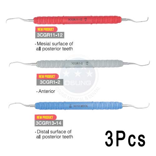 OSUNG Dental Standard Gracey Curettes Set Lightweight Handle, 3 pcs