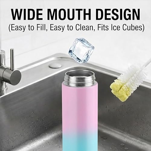 Image of CELLO H2O Luma Stainless Steel Water Bottle For Office Use 1000 ml, Baby Pink Blue | Single Wall Freezer & Fridge Safe, Lightweight & Stylish Leakproof Rustproof Steel Water Bottle For Kids & Travel