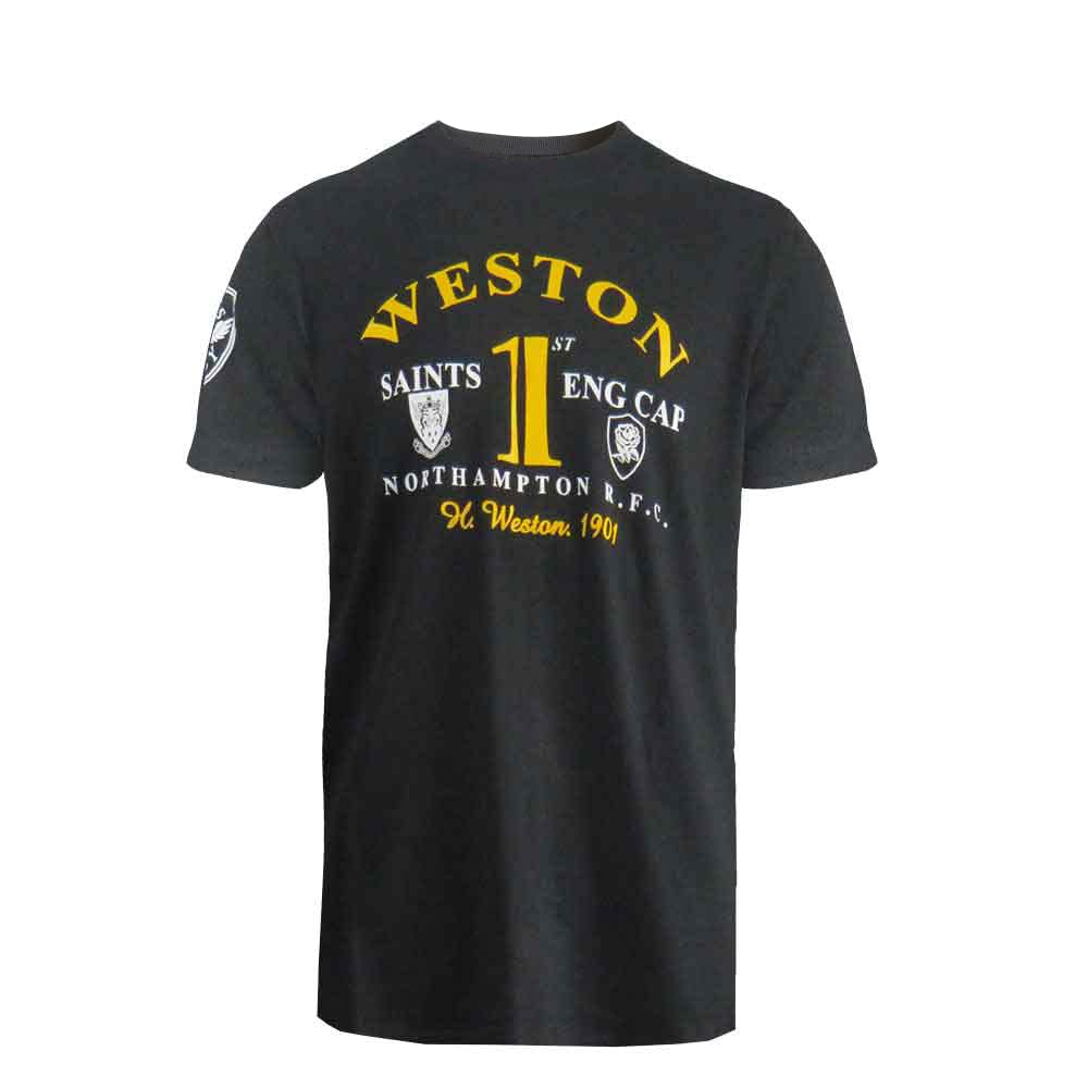 Ellis 1871 Rugby Men's Black Heritage Northampton Saints T-Shirt Rugby Union
