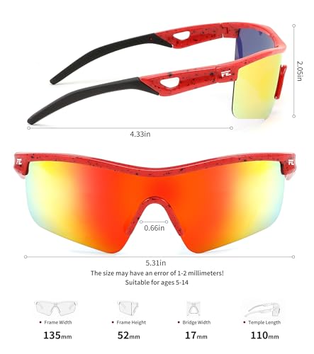 Image of FEISEDY Kids Polarized Sports Sunglasses, TR90 UV400 Baseball Cycling