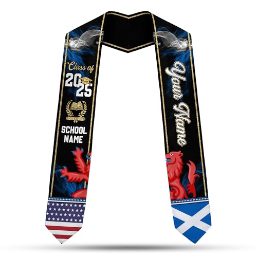 MonkeyVan Scotland Graduation Sash Custom Scotland American Flag Graduation Sash 2025 Scotland Graduation Stole Customize Scl10