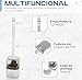 MENZZA® Escobilla de Baño Adhesiva con Dispensador Rellenable de Jabón I cepillos de baño I Escobilla WC de Silicona Suave y Flexible I Accesorio Adhesivo sin Taladro para Baños Imagen de MENZZA® Escobilla de Baño Adhesiva con Dispensador Rellenable de Jabón I cepillos de baño I Escobilla WC de Silicona Suave y Flexible I Accesorio Adhesivo sin Taladro para Baños
