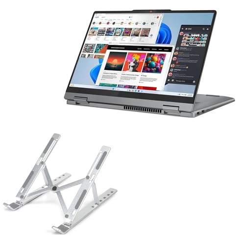 BoxWave Stand and Mount Compatible with Levono IdeaPad 5 2-in-1 14AHP9 (14 in) - Compact QuickSwitch Laptop Stand, Portable Multi Angle Viewing Foldable Riser - Metallic Silver