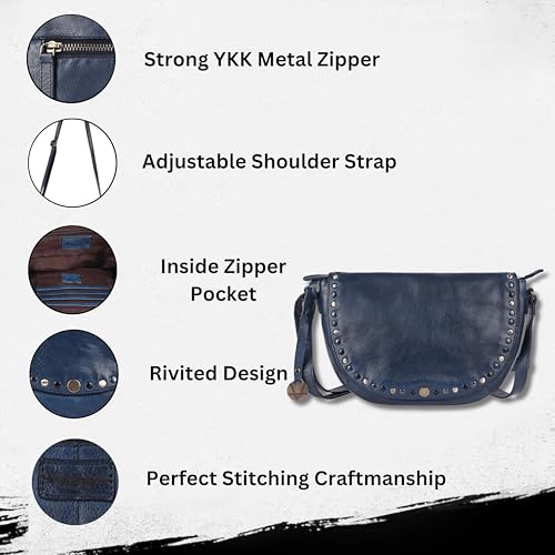 Genuine Italian Leather Boho Studded Crossbody Shoulder Bag - Stylish, Durable, & Perfect for Everyday Use for women2