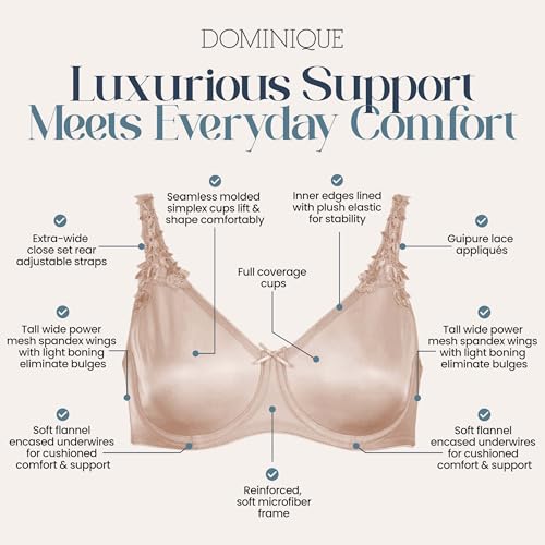 Image of Dominique Mystique Minimizer Bra #7000 - Seamless Full Figure Underwire Lingerie for Women, Smooths & Shapes