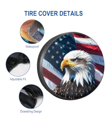 Image of RV Spare Tire Cover 17in with American Eagle USA Flag Universal Fit