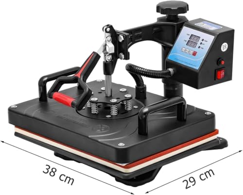 Image of Heavy Duty Digital Heat Press Machine | LCD Display | Sublimation and Vinyl Printing | T-Shirts Hoodies Cushions Flat Products | Black (12 * 15 inch)