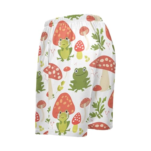 Frog with Mushroom Pajama Bottom Shorts for Men Soft Casual Sleep Lounge Shorts with Pockets S-XXL3