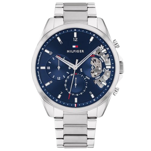 Tommy Hilfiger Reloj Analógico de Cuarzo Multifunción para Hombre con Correa de Acero Inoxidable Plateada - 1710448 Tommy Hilfiger Reloj Analógico de Cuarzo Multifunción para Hombre con Correa de Acero Inoxidable Plateada - 1710448