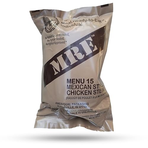 Nutrient-Rich MREs - Portable Food Survival Meals - Long Shelf Life Ready to Eat Emergency Food Rations - Made in USA (Mexican Style Chicken Stew) - 2024 Inspection