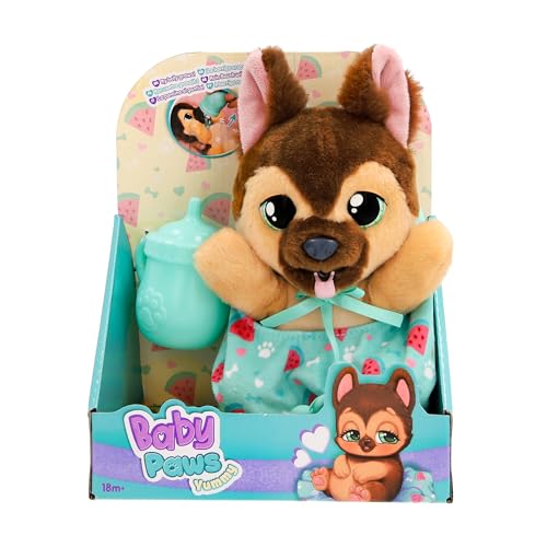 BABY PAWS Yummy Pastor Alemán, Perrito cuya Barriguita se Hincha Cuando le Das de Comer y se Deshincha al Ponerle El Chupete, Juguete Regalo para Niños y Niñas de 18 Meses