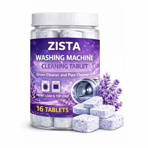 ZISTA Lavender-scented 16 Pcs Washing Machine Deep Cleaner Descaler Tablets for All Front and Top Load Machines, with Descaling and Stain-Removing Pow