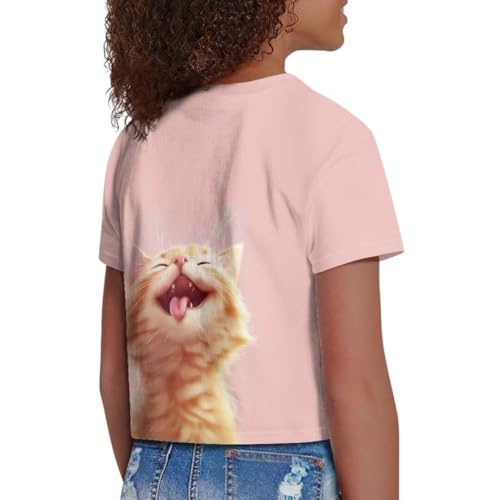 Image of Girl Crop Top Shirts for Summer Cute T Shirts Short Sleeve Tees for Kids 5-16