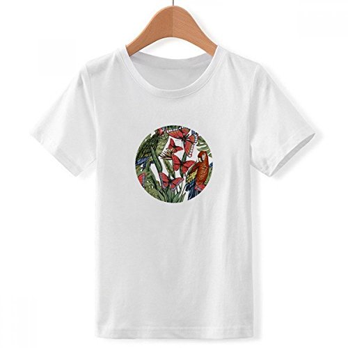 Fleur plante feuille oiseau blanc t-shirt garcon idéal pour les sorties d'été