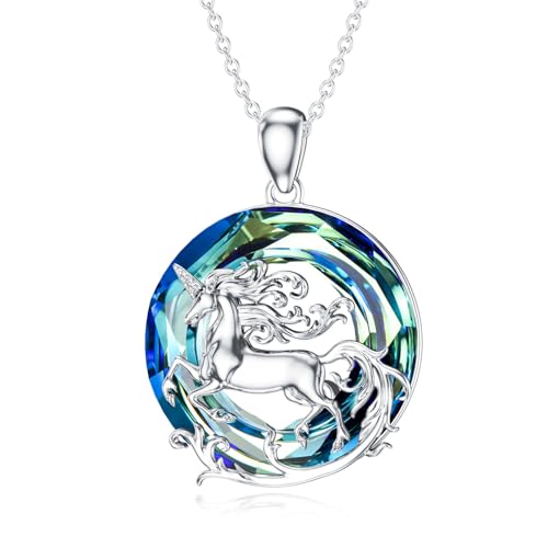 925 Sterling Silver Lab Grown Diamond Crystal Animal Necklace Panda/Rabbit/Eagle/Lion/Owl/Fox/Unicorn Lab Grown Diamond Crystal Pendant Gift for Women