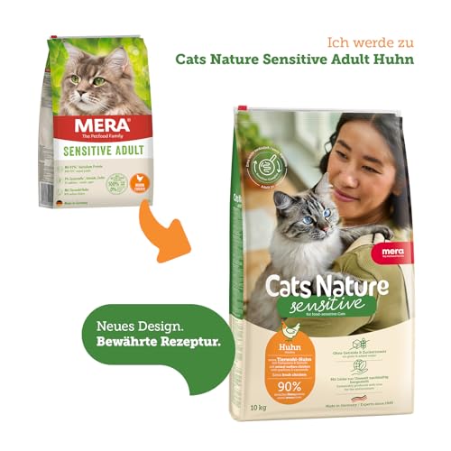 MERA Cats Sensitive Adult Huhn (10kg), Trockenfutter für Sensible Katzen, getreidefrei & nachhaltig, Katzentrockenfutter mit hohem Fleischanteil