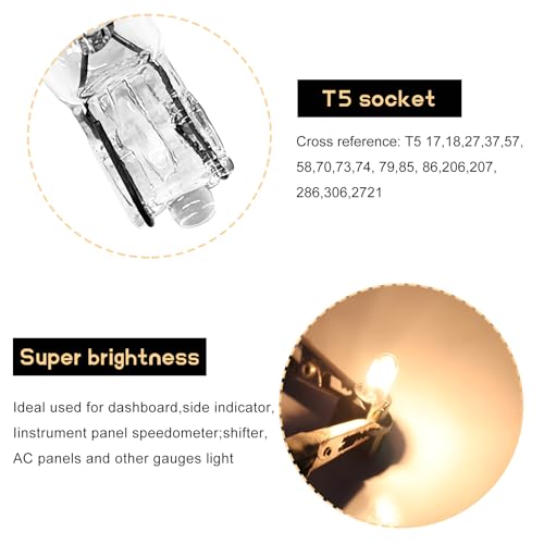 20 piezas bombillas halógenas T5 12V 1.2W para tablero miniatura 3