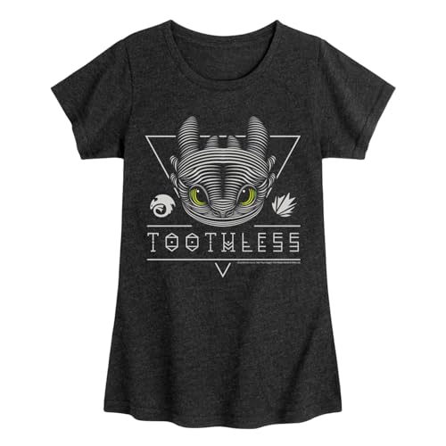 How to Train Your Dragon - Toothless Line Art - Toddler & Youth Girls Short Sleeve Graphic T-Shirt