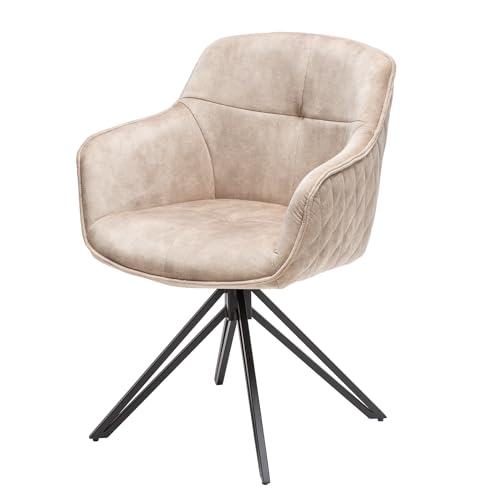 Invicta Interior Drehbarer Design Stuhl Euphoria Champagner Greige Samt im Retrostil mit...