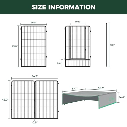 Image of FXW Instant Dog Playpen with Sun Shade, RV Camping, 45 inch H, 16 Panels | Quick-Setup & Heavy-Duty Play Yard, UPF 50+ Cover Blocks 98% of UV Rays, For Large Dogs, Patented