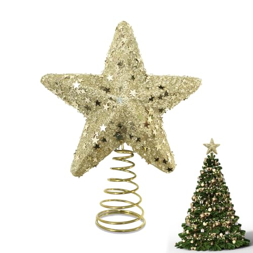 Gmphix 15 * 18 cm Weihnachtsbaumspitze, Gold Christbaumspitze Stern,...