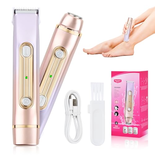 Focenat Afeitadora Eléctrica para Mujer, 2 en 1 Rasuradora para Cara y Zona Íntima, Impermeable IPX7, Recargable, Uso en Seco y en Mojad, Depilación Facial y Corporal