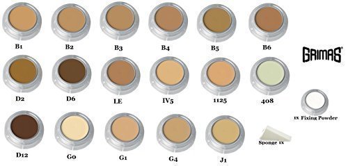 Grimas - Funda para tatuajes (2,5 ml), color crema de fijación, polvo de barrera y esponja