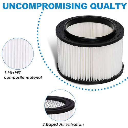 Image of 2 Pack 17810 Filter Replacement for Craftsman 9-17810 Fits 3 to 4 Gallon General Purpose Wet Dry Vacuum.(2 Filters+2 Foam Sleeves+1 Brush)