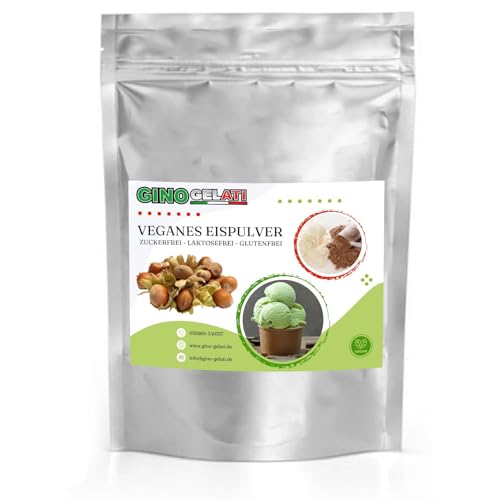 Gino Gelati Nuss Veganes Eis Pulver Zucker-, laktosefrei, verschiede Geschmäcker, schnelle und einfache Zubereitung, Herstellung mit oder ohne Eismaschine (10 Kg, Haselnuss)