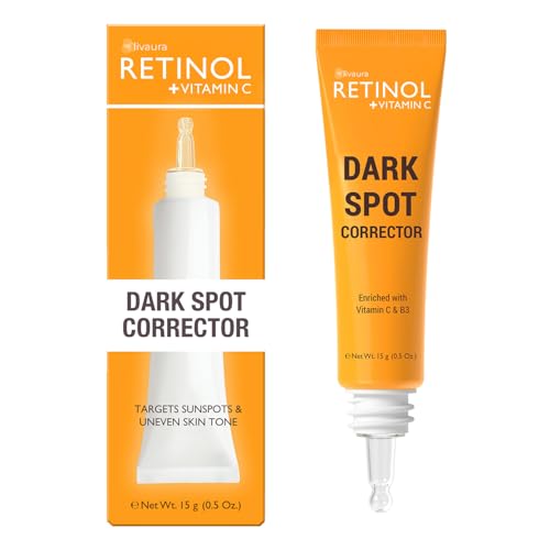 LIVAURA Retinol + Vitamin C Dark Spot Corrector Serum - Spotless Radiance, Evens Skin Tone, Targets Sun Damage & Dark Spots, Enhances Luminosity with Vitamin B3 Niacinamide & Retinol - 0.5 Oz
