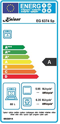Kaiser EG 6374 Sp Luxus Einbau Gasbackofen 60 cm Autark 79 L | Schwarzes Design mit Spiegelglas | 2 Funktionen (Unterhitze, Grill) | Drehspieß | Timer | Umluft | Backofen Gas: Erdgas und Propangas – Bild 7