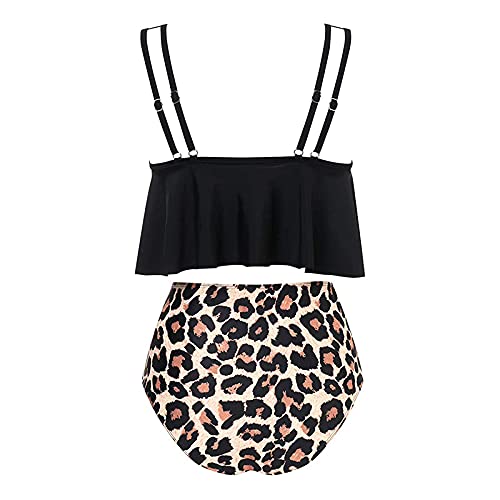 wenyujh-Bikini-High-Waist-Damen-Zweiteiliger-Bikini-Set-Badeanzug-Rueschen-Bedruckt-Bademode-mit-Hoher-Taille-Bikinihose-Push-up-Bikinioberteil-Tankini-Strandkleidung