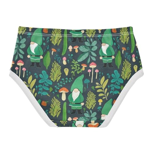 Fun Toddler Underwear Floral 2t Cotton Panties for Girl Whimsical Garden Gnomes Green Kids Undies Briefs2